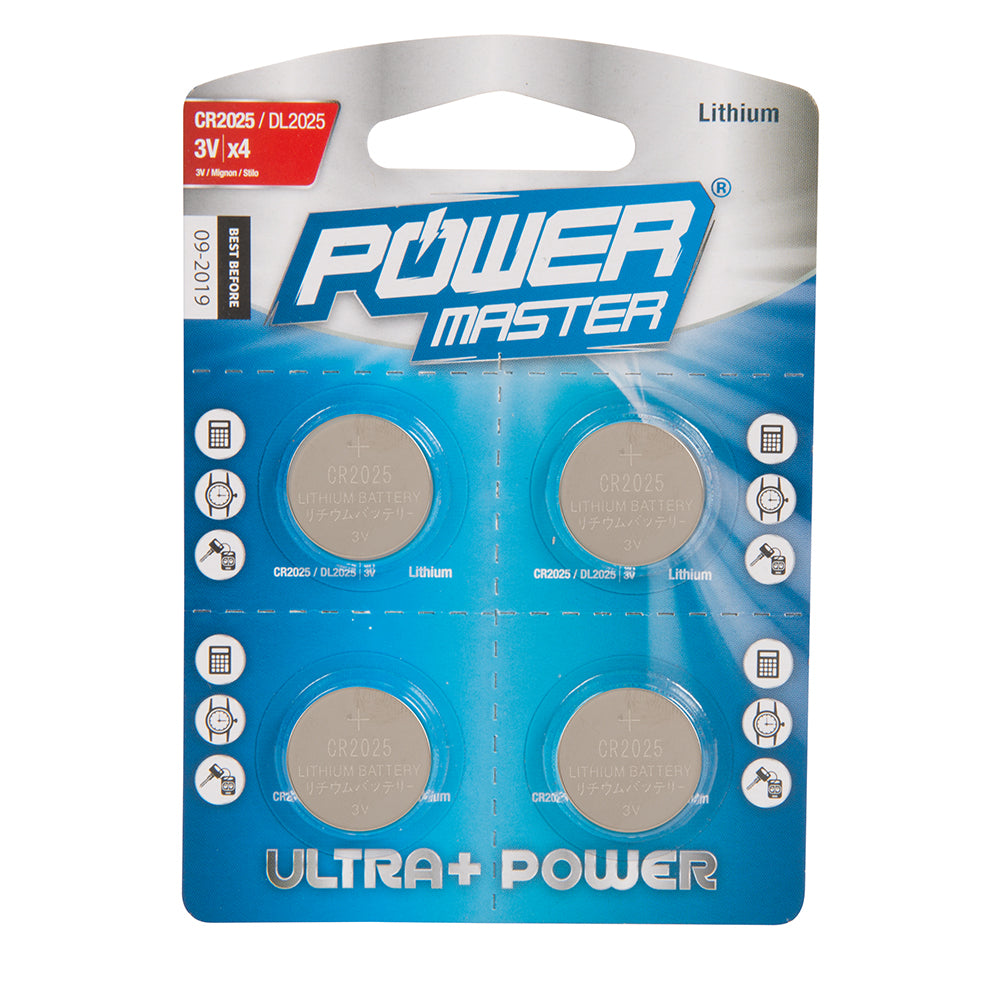 Powermaster - Lithium knoopcel batterij CR2025, 4 pk.-2