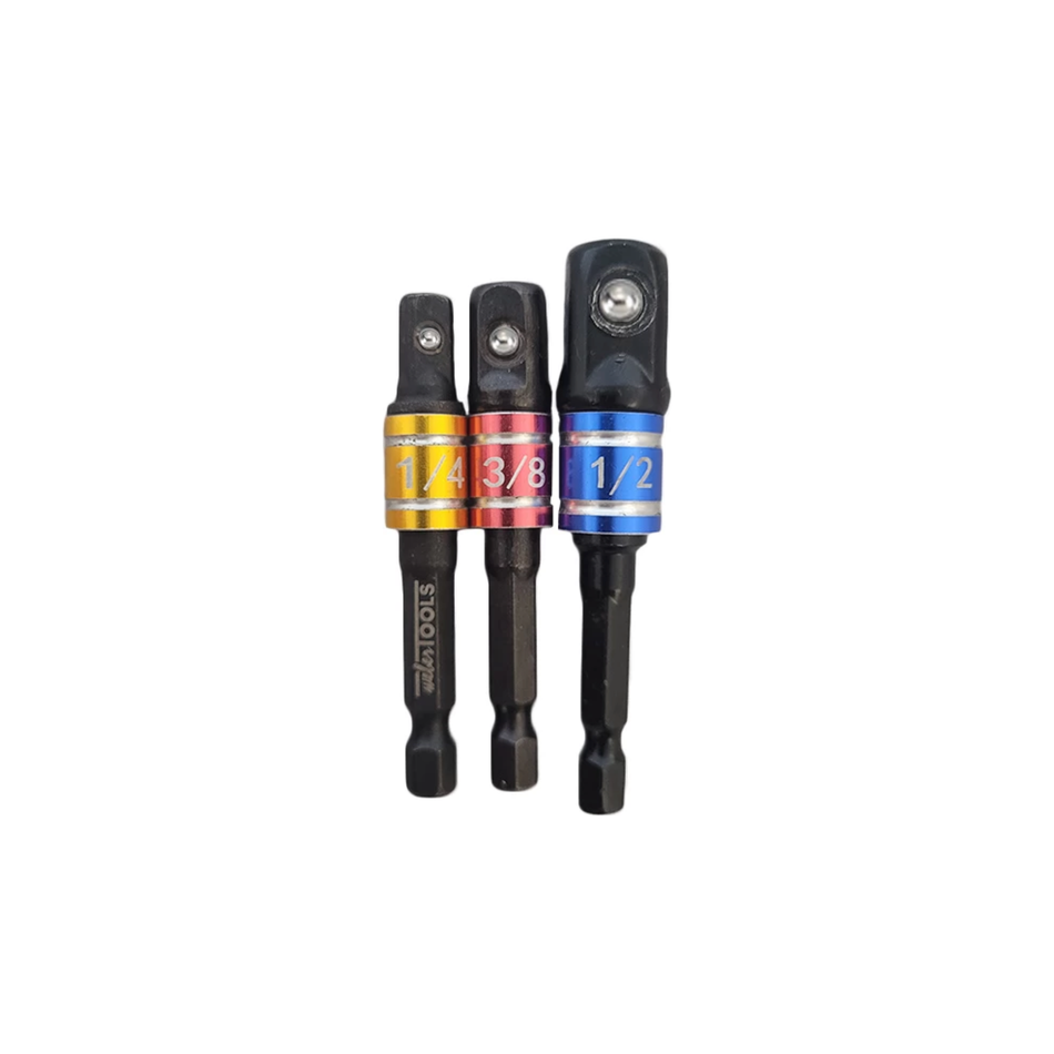 3PC Impact Driver Colour Coded Socket Adaptors