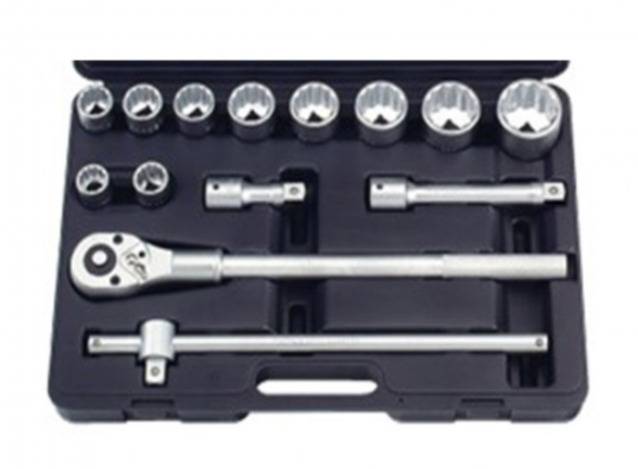 14pc 3/4" 12pt. Flank socket set (MM) - blow mold case